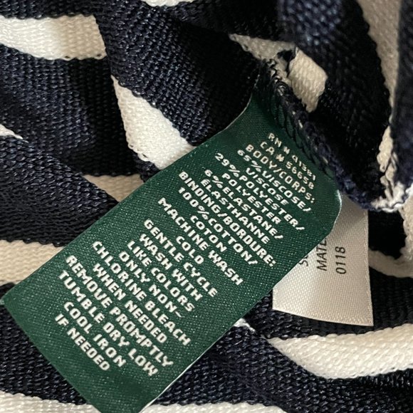 Ralph Lauren navy and white striped turtle neck top - Picture 4 of 4